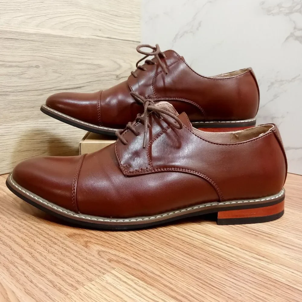 Bruno Marc Shoes Mens Sz 9.5W EU 43 Oxford Cap toe Princewide-6 Leather‎